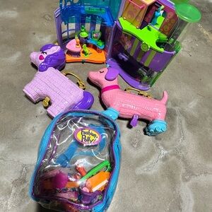 Polly Pocket LOT. Mini Mall Cafe, Piñatas, Backpack & Magnetic Polly Pocket